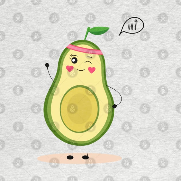 Avocardio, cartoon avocado character, cute avocado, funny food, vegan fun by PrimeStore